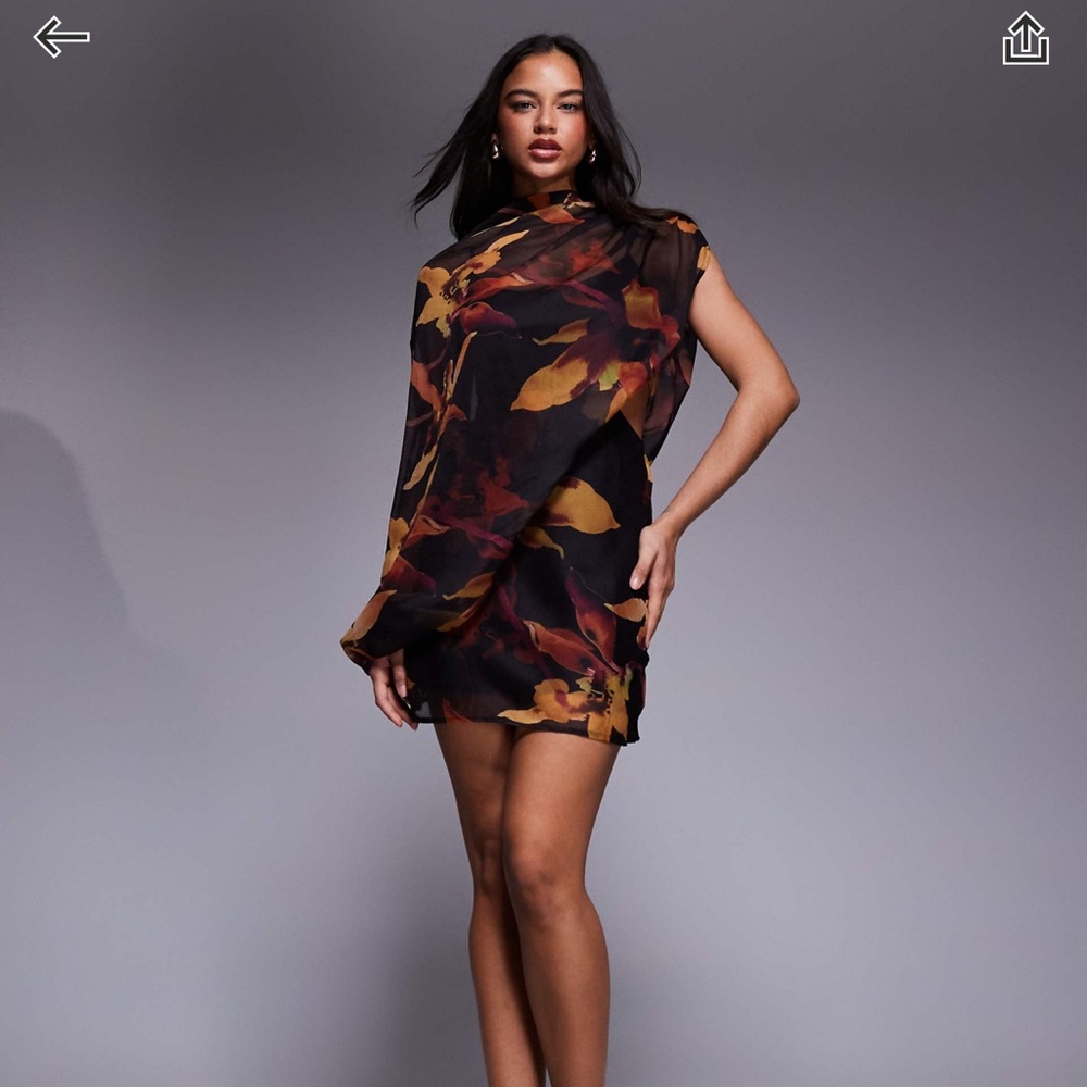 ASOS DESIGN high neck draped asymetric mini dress with cut out